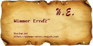 Wimmer Ernő névjegykártya